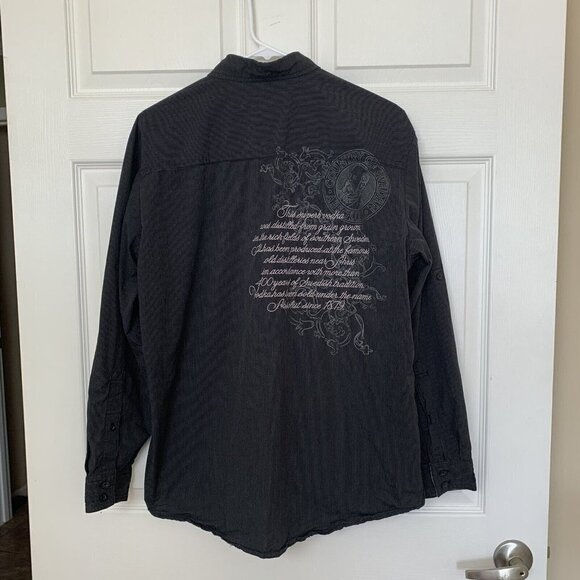 Absolut Vodka Button Up Black Pinstripe Black Shirt Sweden Men’s Medium - Picture 6 of 9